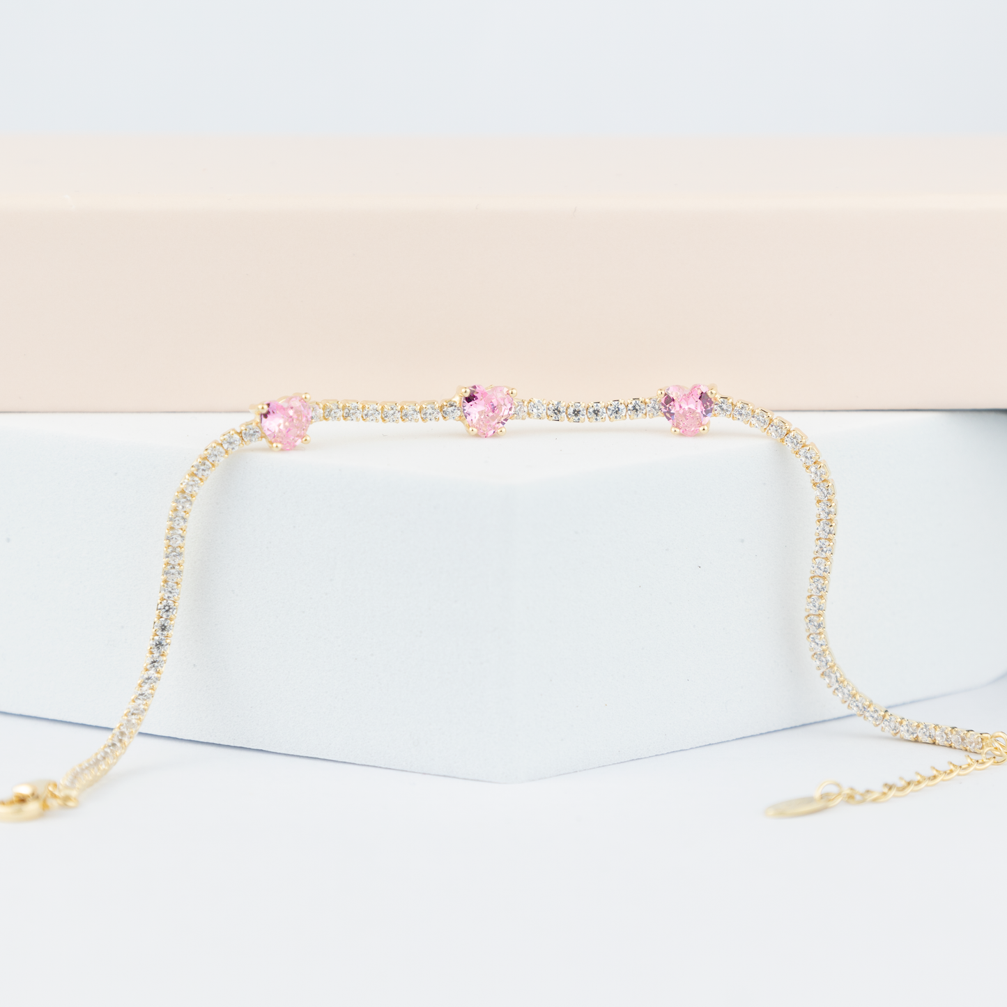 BRACCIALE 3 CUORI ROSA
