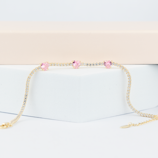 BRACCIALE 3 CUORI ROSA