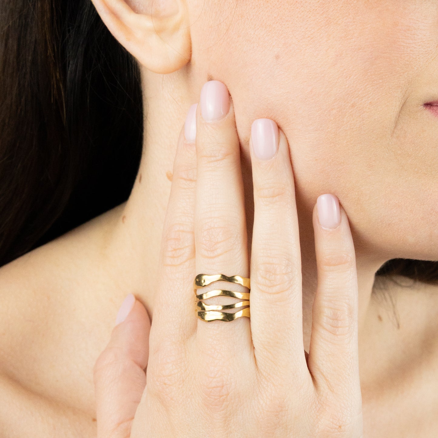 ANELLO FOUR LINES placcato oro