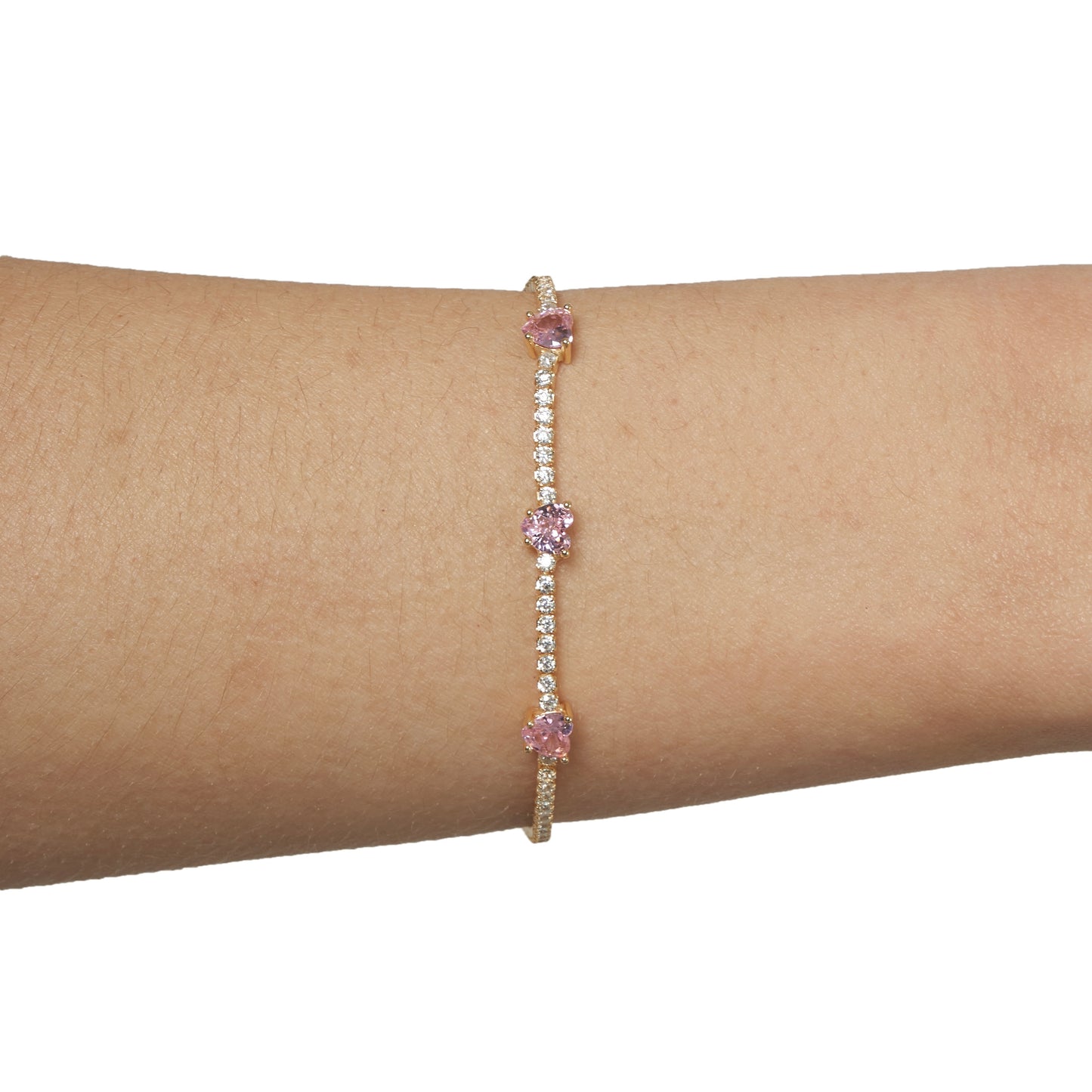 BRACCIALE 3 CUORI ROSA