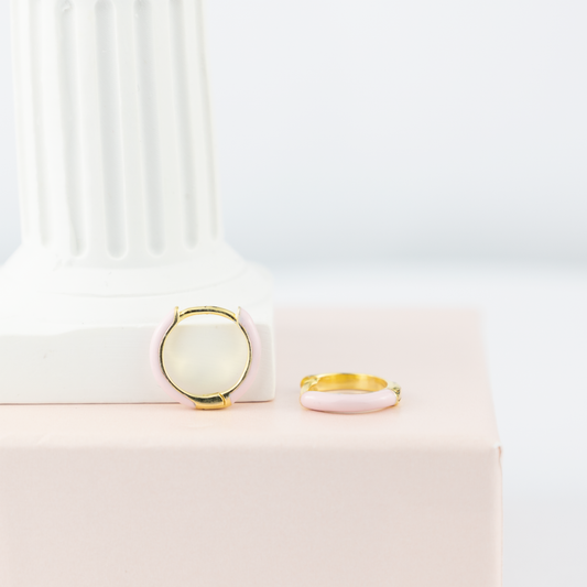 ORECCHINI ANELLO SMALTO ROSA
