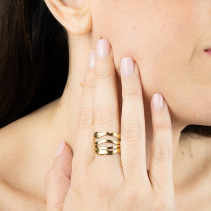 ANELLO FOUR LINES placcato oro