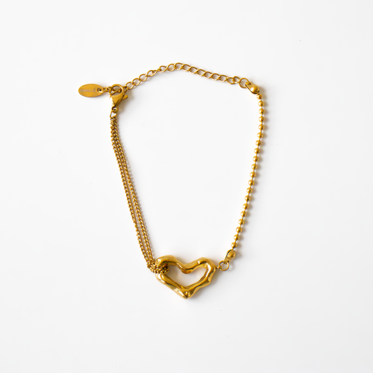 BRACCIALE CUORE DOUBLE CHAIN