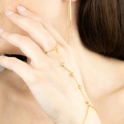 ORECCHINI DIAMANTINI PENDENTI placcato oro
