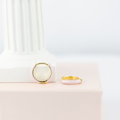 ORECCHINI ANELLO SMALTO ROSA